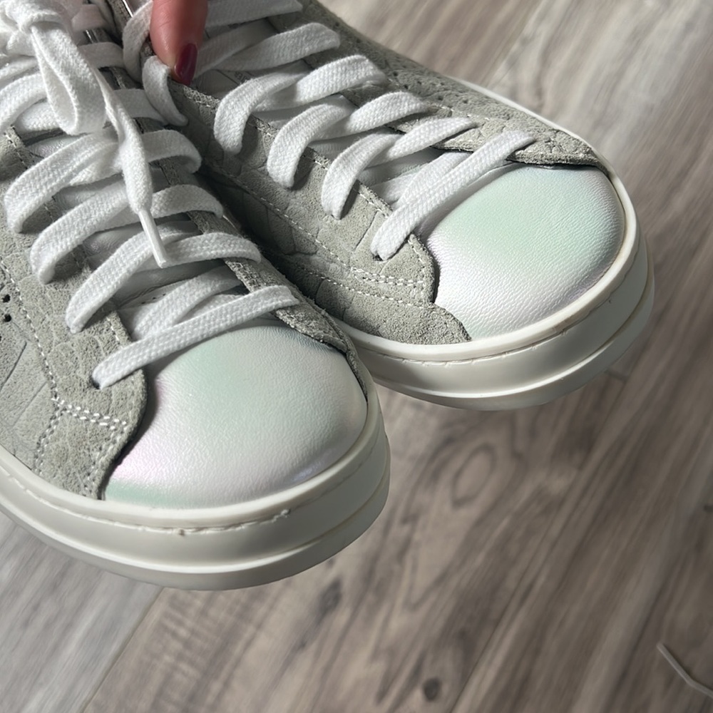 P448 grey suede croc embossed snake print leather sneakers shoes size 36 - Picture 10 of 10